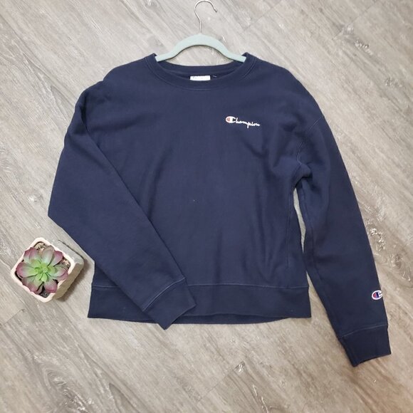 Vintage Champion Sweatshirt Navy Logo L - Picture 1 of 9